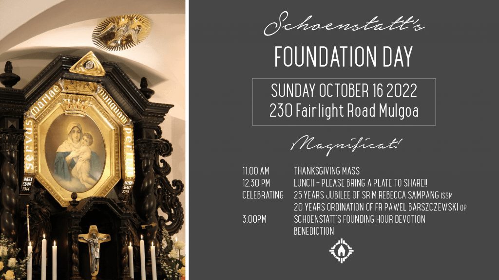 Promotional image for Schoenstatt Foundation Day Celebration