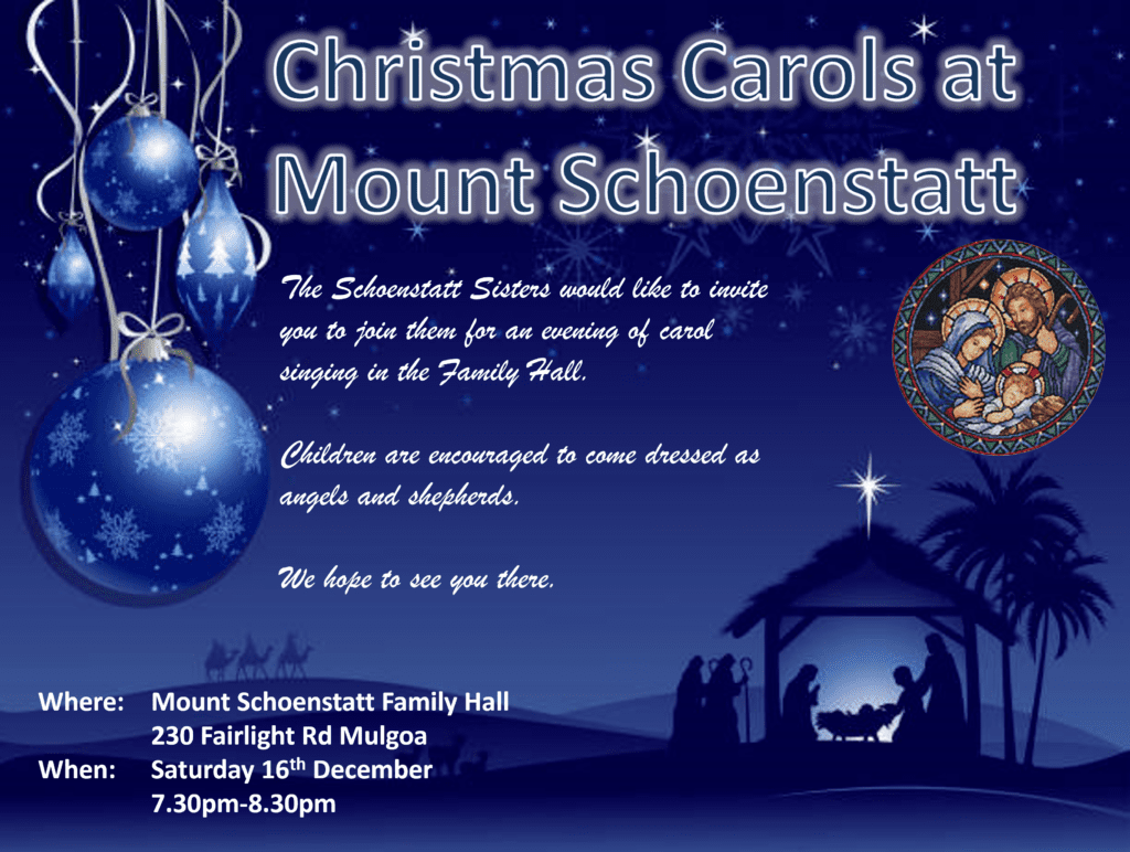 Promotional image for Christmas Carols at the Mount Schoenstatt