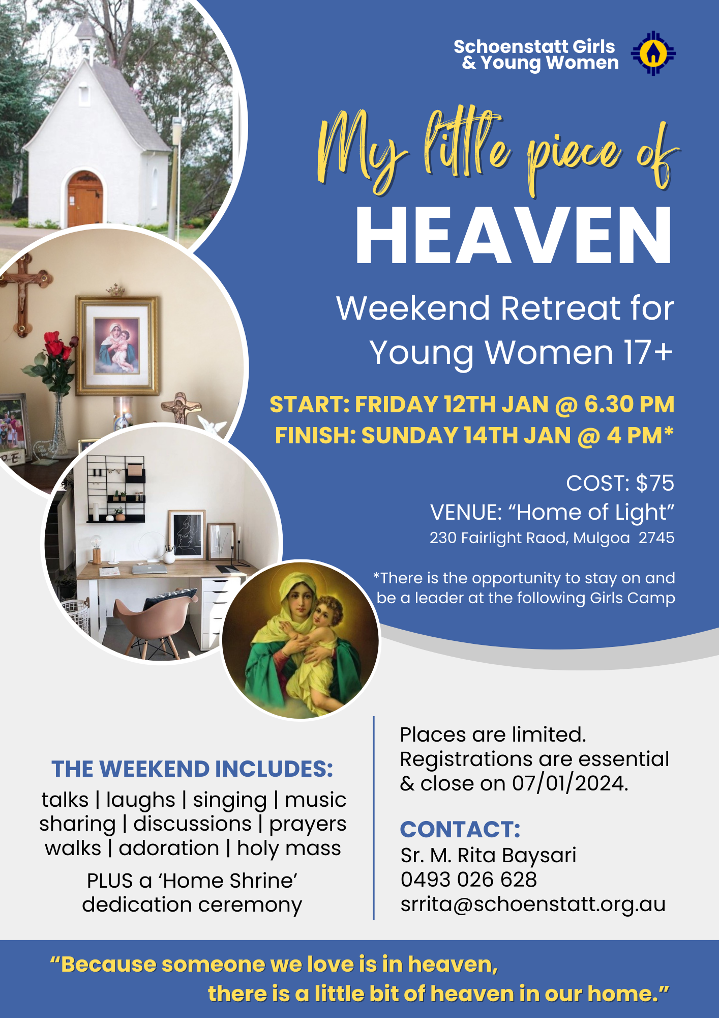 Promotional image for Weekend Retreat for Young Women 17+