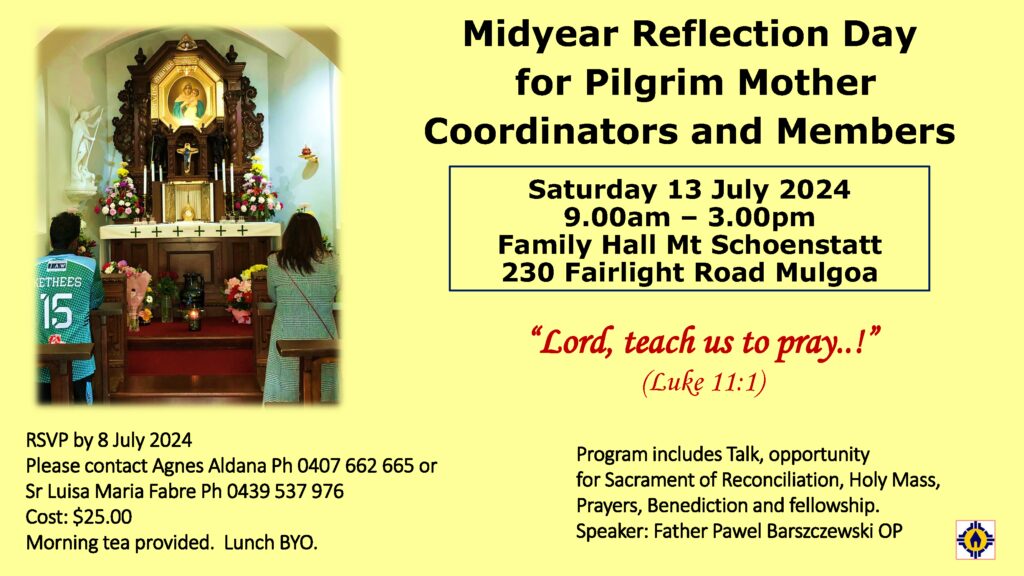 Promotional image for Midyear Reflection Day for Pilgrim Mother Coordinators & Members