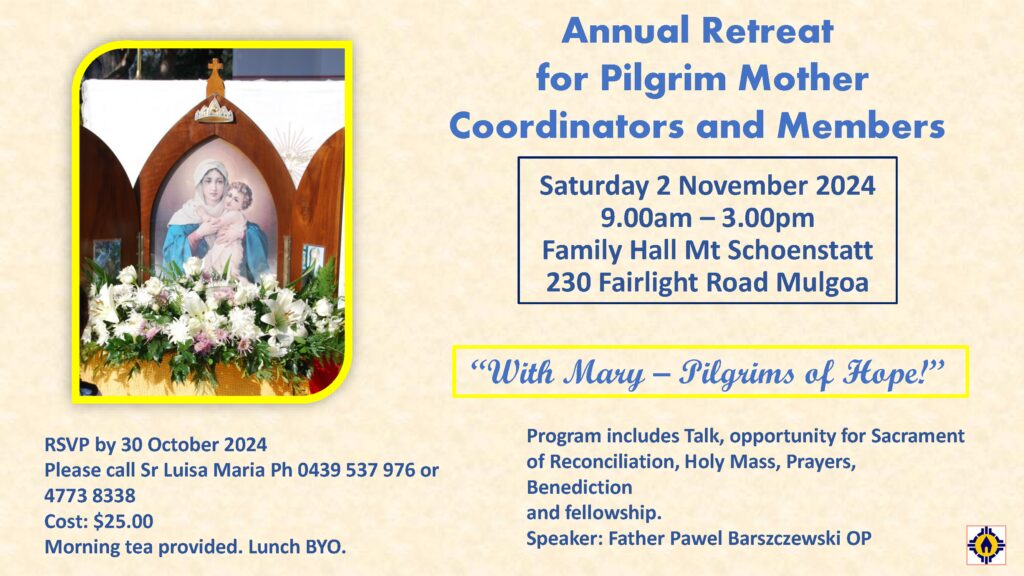 Promotional image for Annual Retreat Day for Pilgrim Mother Coordinators & Members