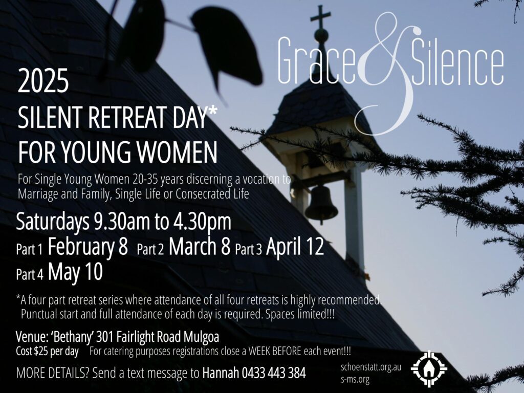 Event flyer: Grace & Silence 2025 Silent Retreat Day Series for Young Women