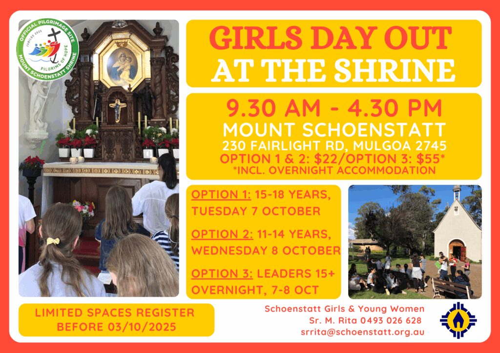 Event flyer: Girls Day Out at the Shrine (ages 15-18 years)