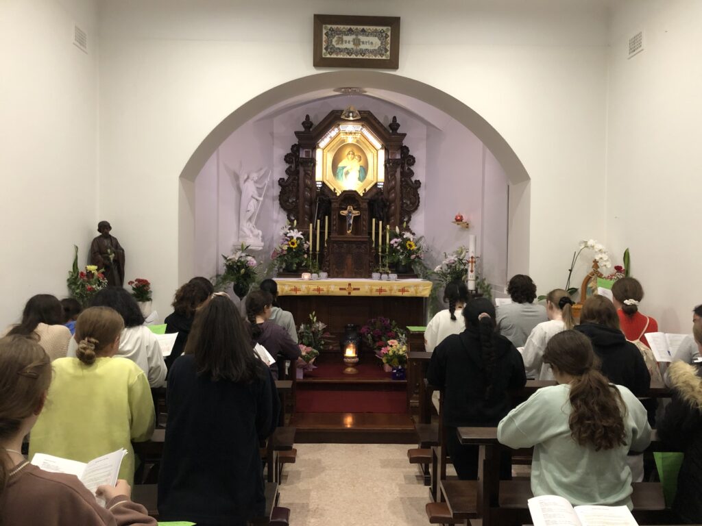 Young adults at prayer in the Schoenstatt Shrine