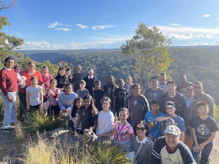 Schoenstatt families together on a bushland lookout