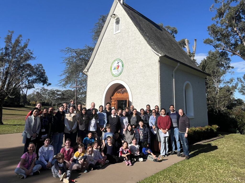 Schoenstatt families gathered in front of the Shrine at Mount Schoenstatt, Mulgoa