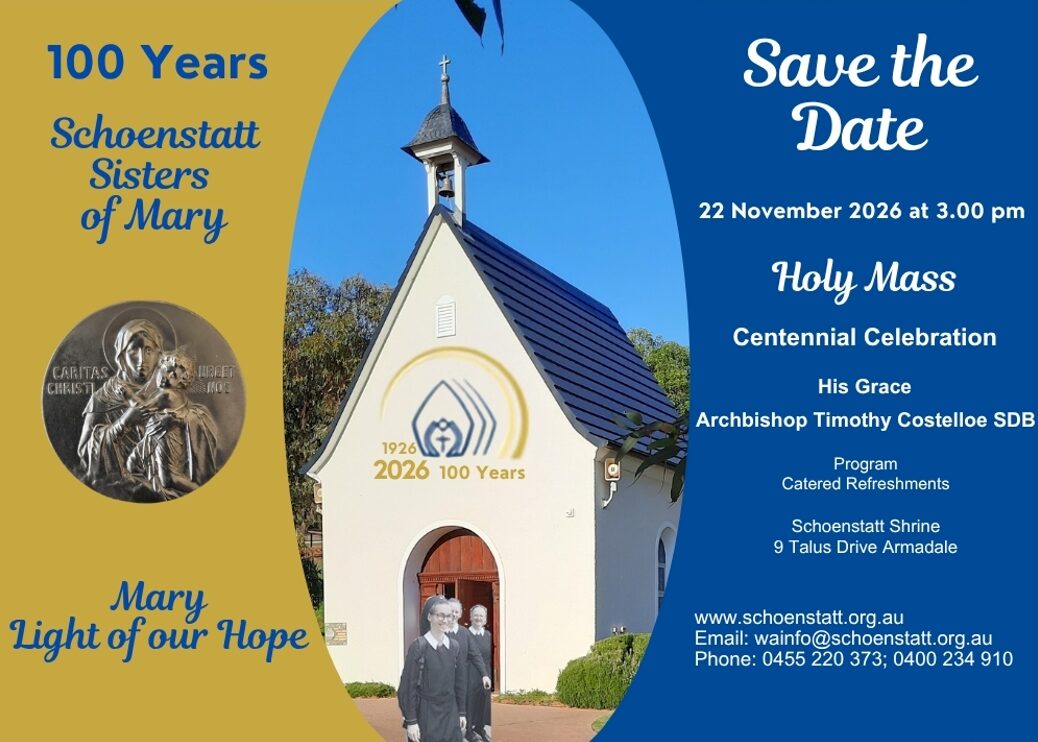 Mt Richon Celebration for Schoenstatt Sisters of Mary 100th Jubilee – Save the Date, 22 November 2026